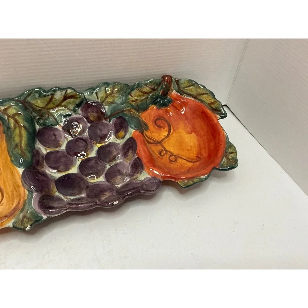 Tabletops Unlimited Ceramica Classica Venetian Fruit Serving Tray Hand Painted